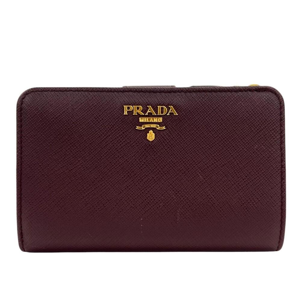PRADA logo bi-fold wallet 1ML225 Saffiano leather burgundy pink ivory women's